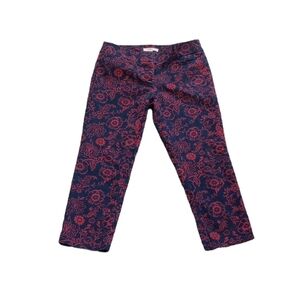Ann Taylor Loft Womens The Riviera Pant Marisa Sz 2P Blue Red Floral Summer Fun